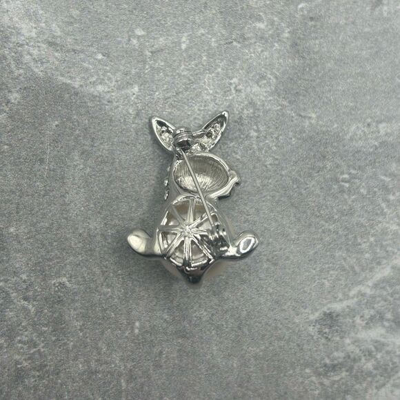 Fashion Jewelry Easter Bunny Brooch Pin Rhinestone Pearl Embellished - Picture 2 of 6
